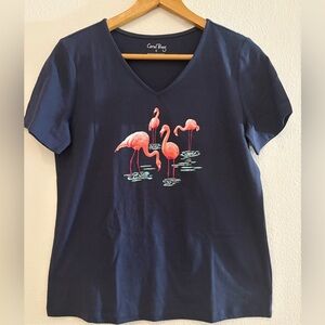 CORAL BAY Flamingo Graphic Tee in Navy SIZE S